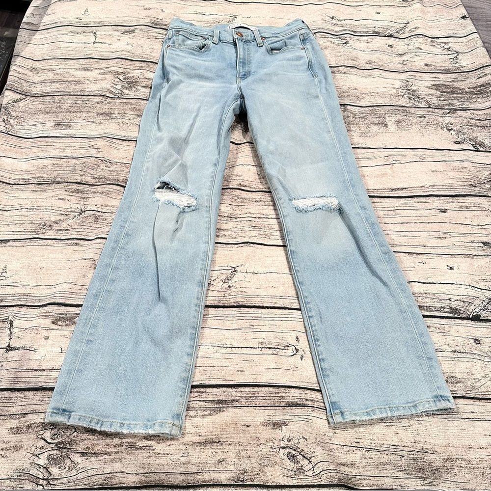 AYR The Sugar Straight Leg Distressed Light Blue Jeans Size 29 Short